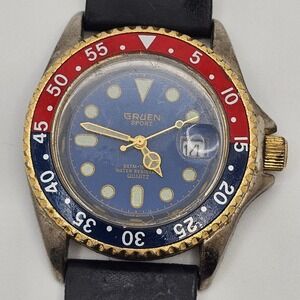 Gruen Sport Pepsi Bezel Red Blue 319-2115 Blue Dial Quartz Watch Vintage